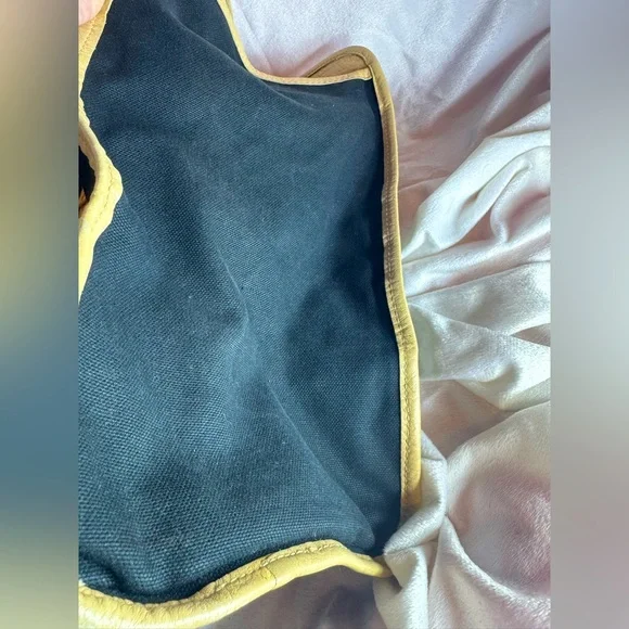 Dolce and Gabbana Tote Black Nylon Tan Leather Leopard Lining Rare Vintage - Picture 4 of 15